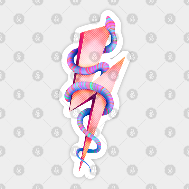 Neon lightning and snake Snake Sticker TeePublic
